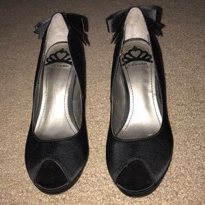 Fergalicious black peep toe heels